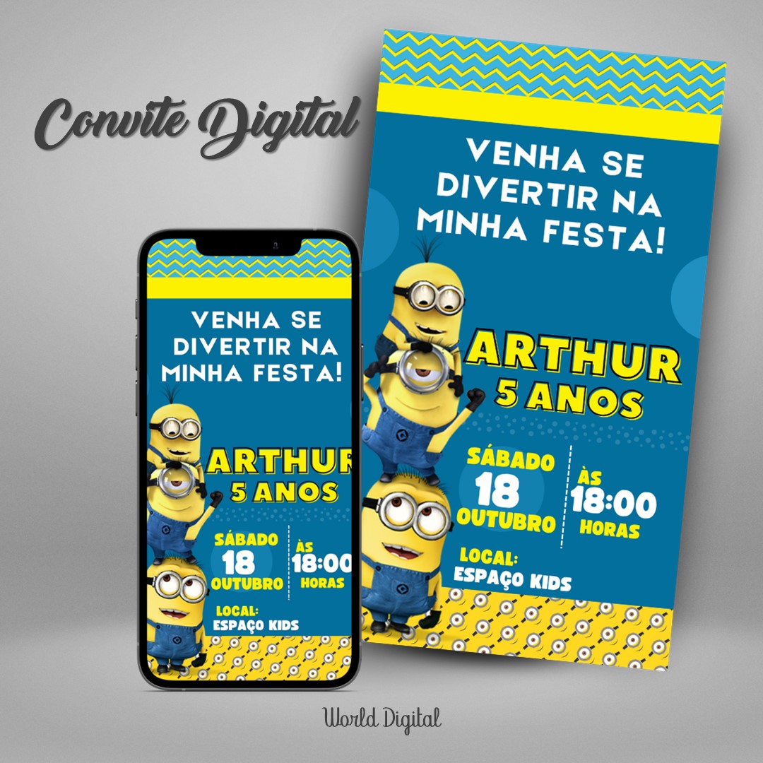 Convite Digital Minions 01 – Conviteria Premium